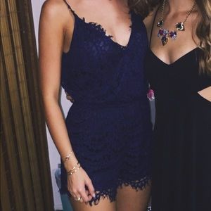 SHEIN Navy lace romper